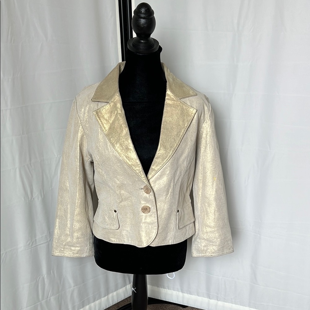 Margaret Godfrey Gold Leather Blazer